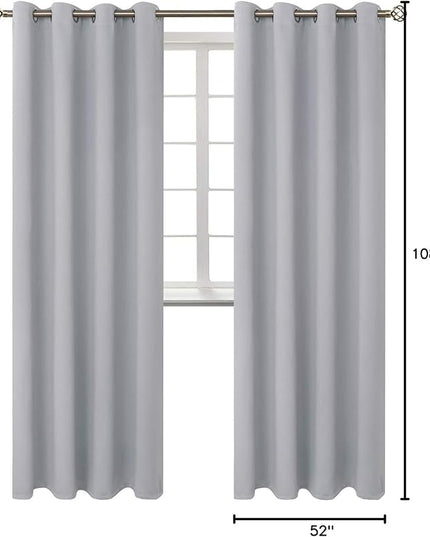 BGment Room Darkening Curtains 108 Inches Long - Grommet Thermal Insulated Drapes Window Treatment Curtains for Bedroom, 2 Panels, 52 x 108 Inch, Light Grey