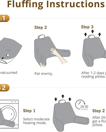 Sasttie Reading Pillow, Velvet Back Pillow for Bed Sitting Up, Adult Back-Rest Support Cushion with Arms for Sit Up on Couch, Sofa, and Floor, Dorm Essentials, Reading Accessories, Blue
