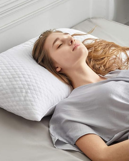 NTCOCO Shredded Memory Foam Bed Pillows for Sleeping Standard Size, with Washable Removable Hypoallergenic Sleep Pillow for Back and Side Sleeper