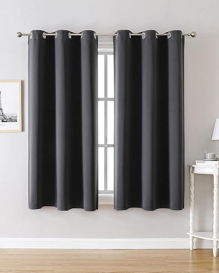 ChrisDowa Grommet Blackout Curtains for Bedroom and Living Room - 2 Panels Set Thermal Insulated Room Darkening Curtains (Dark Grey, 42 x 63 Inch)