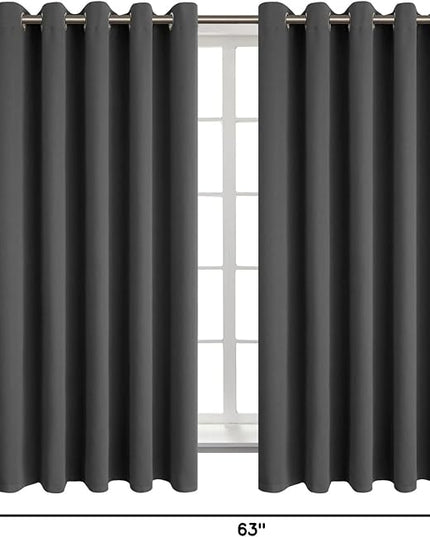 BGment Blackout Curtains for Bedroom - Grommet Thermal Insulated Room Darkening Curtains for Living Room, Set of 2 Panels (70 x 63 Inch, Dark Grey)