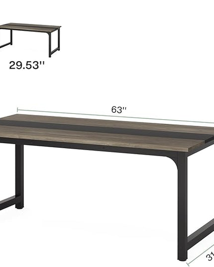 Tribesigns Modern Computer Desk, 63 x 31.5 inch Large Office Desk Computer Table Study Writing Desk Workstation for Home Office, Grey/Black