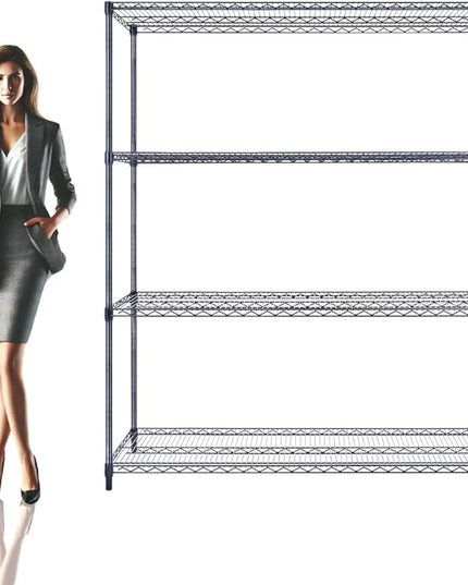 NSF Commercial 4-Tier Wire Shelving with Wheels, 60"x18"x72" Heavy Duty Metal Shelves 3200 lbs Max Capacity, Black Storage Rack for Garage Kitchen Pantry Warehouse