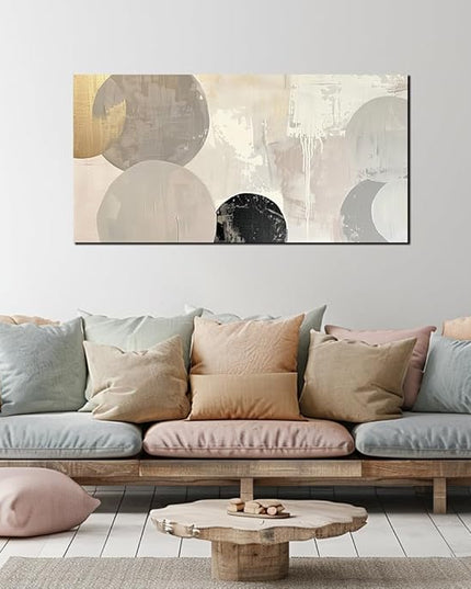 Abstract Wall Decor Grey Watercolor Circle Canvas Wall Art Pictures for Living Room Modern Art Print for Bedroom Boho Wall Art Painting for Home Office Decorations(20"x40")