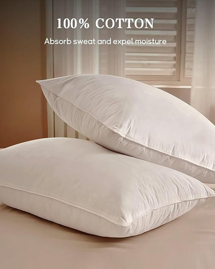BHZ King Size Pillows Feather Down Set of 2 Hotel My King Pillows Bed Goose Pillow Luxury 2 Pack Pillow for Sleeping Side Sleepers Soft Support Gifts