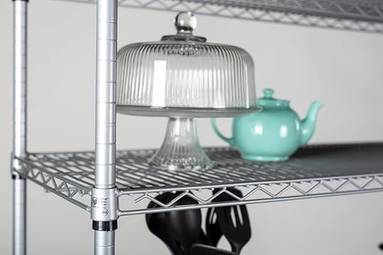 Omega 4 Tier Shelving Unit Heavy Duty NSF Wire Shelf Metal Large Storage Shelves Adjustable, Commercial Grade Steel Utility Layer Shelf Rack Storage,12L x 72W x 74H Inch Grey