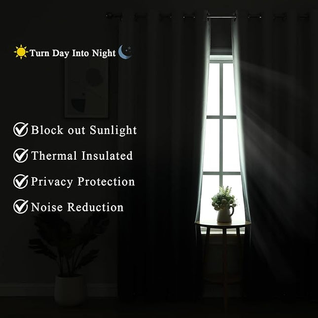 Estelar Textiler Navy Blue & Greyish White Ombre Blackout Curtains 96 Inch Length 2 Panles, Light Blocking Thermal Insulated Room Darkening Window Drapes for Bedroom/Living Room, 52x96 Inch