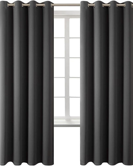 BGment Blackout Curtains for Bedroom - Grommet Thermal Insulated Room Darkening Curtains for Living Room, Set of 2 Panels (52 x 72 Inch, Dark Grey)