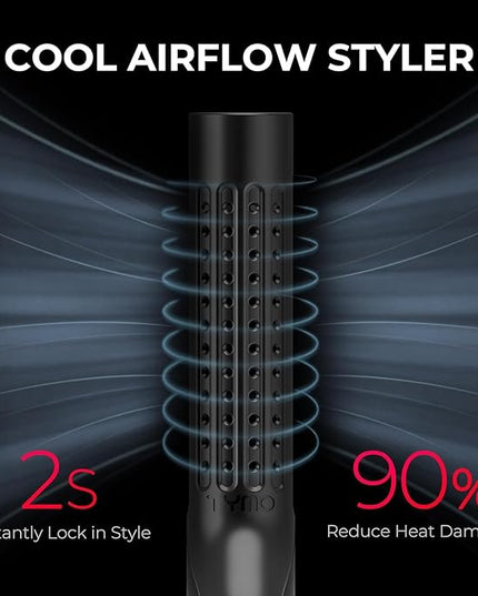 TYMO Airflow 2.0 Curling Iron Flat Iron - Hair Straightener and Curler 2 in 1, 1.25 Inch Curling Wand for Long Short Hair, Dual Voltage for Travel, 54 Million Ionic, Anti-Tangle, 5 Temps, Black