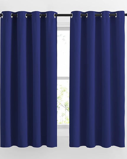 NICETOWN Blackout Window Curtains and Drapes - Thermal Insulated Solid Grommet Top Blackout Panels/Draperies for Kid's Room (Navy Blue, 1 Pair, 52 x 63 Inch)