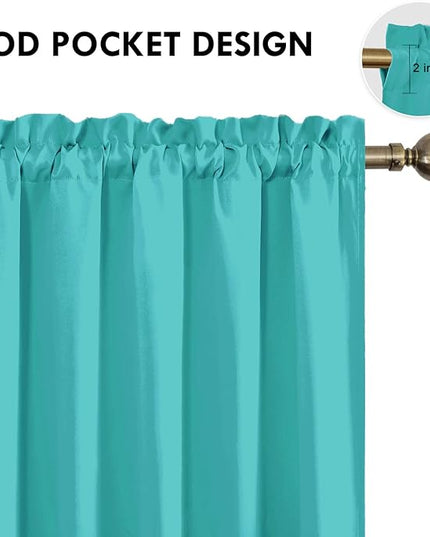 DWCN Blackout Curtains for Living Room Thermal Insulated, Energy Saving & Noise Reducing Bedroom Curtains, Peacock Blue, W 60x L 84 Inch, Set of 2 Rod Pocket Curtain Panels