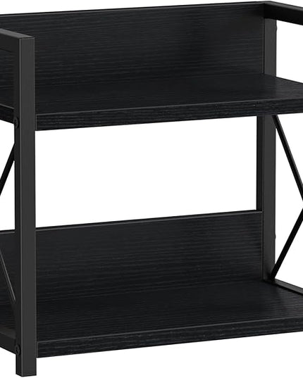 Giikin Kitchen Counter Shelf, 2 Tier Kitchen Spice Rack Organizer for Countertop, Wood Coffee Bar Organizer for Home (Black, S)
