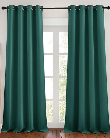NICETOWN Blackout Curtains for Bedroom - Thermal Insulated Solid Grommet Room Darkening Curtains/Panels/Drape for Bedroom(Hunter Green, 2 Panels, 46 x 90Inch)