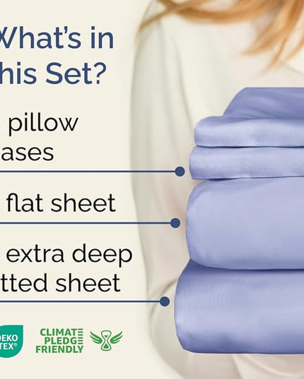 Extra Deep Twin XL Sheet Set - 4 Piece Breathable & Cooling Sheets - Hotel Luxury Bed Sheets Set - Easy & Secure Fit - Soft, Wrinkle Free & Comfy Sheets Set - Lavender Sheet Set w/Extra Deep Pockets