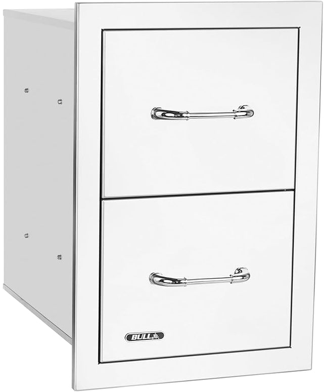 Bull Outdoor Products Premium Components for Outdoor Kitchen BBQ Island Stainless Steel Double Drawer with Reveal