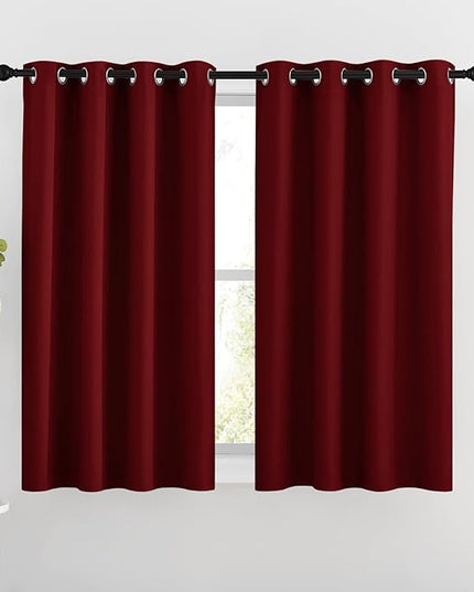 NICETOWN Blackout Draperies Curtain Panels - Thermal Insulated Solid Grommet Blackout Curtains/Panels/Drapes for Living Room(Burgundy Red, 1 Pair, 46 by 54-Inch)