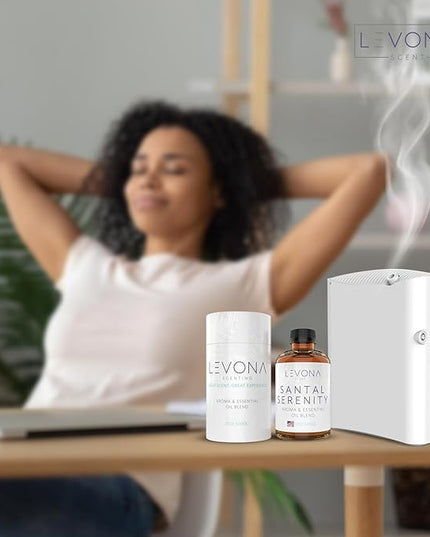 Levona Scent Santal Serenity Essential Oil: Notes of Sandalwood, Papyrus & Amber - aromatherapy oils for hotel, home and office - Fragrance oil for diffusers & Humidifiers - Home Luxury Scents -500 Ml