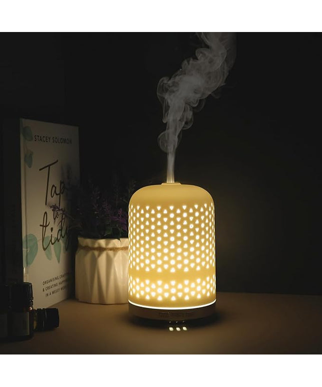 Essential Oil Diffuser – 2.4MHz Ultrasonic Aromatherapy Diffuser, Health Night Light, Timer & Auto Shut-Off, BPA-Free, 120ml Ceramic Scent Diffuser for Home,Yoga, Spa, Meditation, Hotel