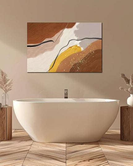 Abstract Wall Art for Living Room Boho Wall Decor Mid Century Modern Prints Pictures Abstract Geometric Painting for Bedroom Orange Minimalist Artwork for Bathroom Home Office Decorations