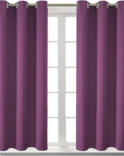 BGment Room Darkening Curtains 45 Inches Long - Grommet Thermal Insulated Drapes Window Treatment Curtains for Bedroom, 2 Panels, 38 x 45 Inch, Eggplant Purple
