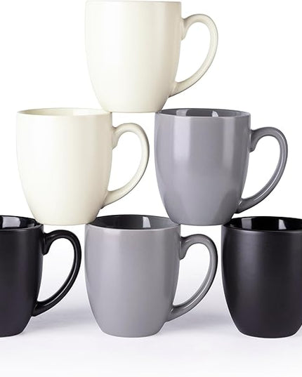 AmorArc 16oz Coffee Mugs Set of 6, Large Ceramic Coffee Mugs for Man, Woman, Dad, Mom, Modern Coffee Mugs Set with handle for Tea/Latte/Cappuccino/Cocoa. Dishwasher&Microwave Safe, Multi-Color