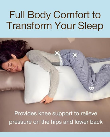 Coop Home Goods Cool+ Adjustable Cooling Body Pillow, 18x52, Cooling Gel Memory Foam & Microfiber, Side Sleeper & Pregnancy Pillow with Cool-to-The-Touch Washable Cover, Breathable Full Body Support