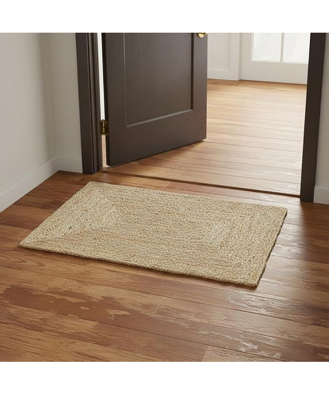 REDEARTH · Rectangular Area Rug - 2'x3' Braided Natural Jute with Non-Skid Backing - Handwoven Boho Rug for Bedroom, Kitchen, Living Room - Farmhouse Aesthetic Home Decor - Durable Handmade Rug