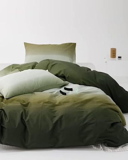Houseri White and Green Comforter Set Twin Gradient Green Comforter Bedding Sets Twin Size, Twin(68‘90‘-Comforter)