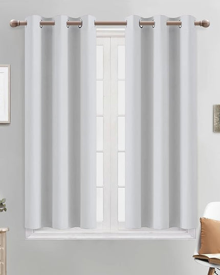 Yakamok Room Darking Curtains for Bedroom, Light Blocking Drapes Room Darkening Thermal Insulated Solid Grommet Panels for Living Room(38Wx45L, Greyish White, 2 Panels)