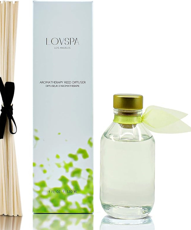 LOVSPA Reed Diffuser Set, Sparkling Citrus Scented Oil Diffuser with Sticks, Home Fragrance Accessories for Bathroom Shelf Decor, Aroma Diffusers for Home or Office Desk, USA Made