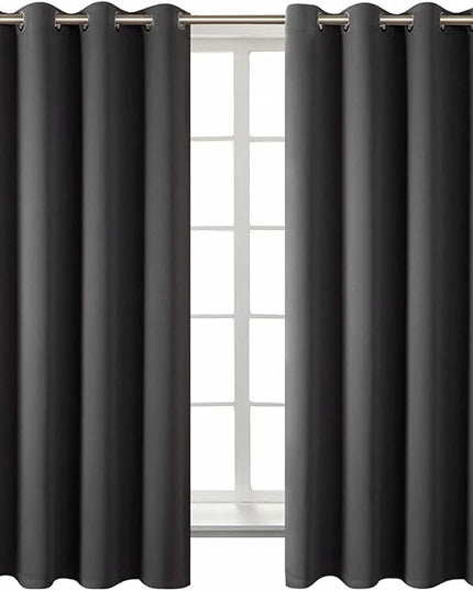 BGment Blackout Curtains - Grommet Thermal Insulated Room Darkening Bedroom and Living Room Curtain, Set of 2 Panels (52 x 63 Inch, Dark Grey)