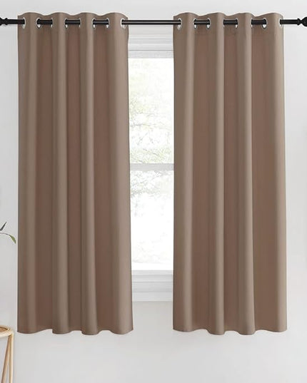 NICETOWN Blackout Curtain 63 inches Length for Bedroom - Grommet Thermal Insulated Window Treatments Sound Reducing Cold & Heat Blocking for Kids Room (Cappuccino, W46 x L63, 1 Panel)