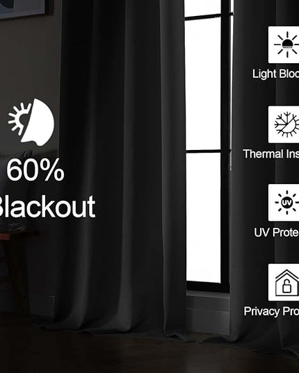 Gwine Natural Light Filtering Curtains for Bedroom 90 inches Long 2 Panels Set, Solid Noise Reducing Thermal Insulated Light Filtering Curtains for Living Room with Rod Pocket, Each 50" Wx90 L