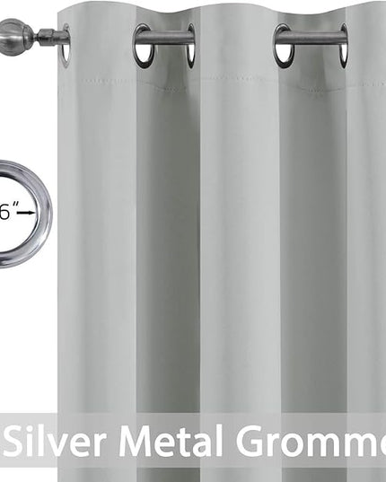 Yakamok Light Grey Blackout Curtains, Thermal Insulated Room Darkening Grommet Drapes for Bedroom(38Wx72L, One Pair)