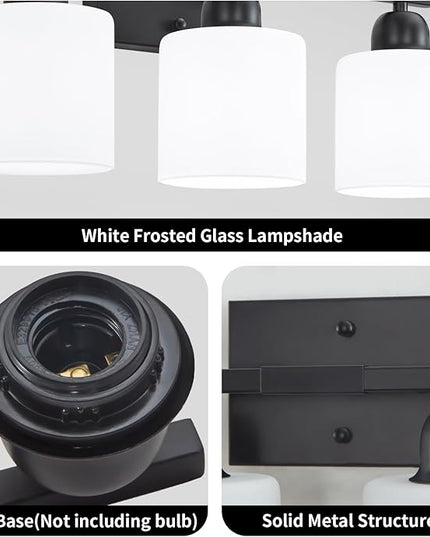 6-Light Black Vanity Lights for Bathroom, Modern Bathroom Vanity Lighting Fixtures Over Mirror, Bathroom Light Fixtures for Bathroom Mirror, Living Room, Hallway, Vanity Table, E26 Base