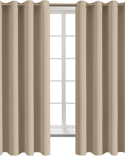 BGment Blackout Curtains - Grommet Thermal Insulated Room Darkening Bedroom and Living Room Curtains, Set of 2 Panels (46 x 63 Inch, Sand)