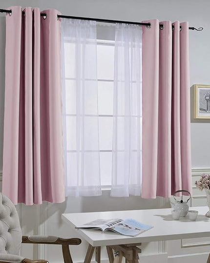 NICETOWN Room Darkening Curtain Panels 66 - Window Treatment Energy Saving Thermal Insulated Solid Grommet Room Darkening Drapes for Living Room (Baby Pink, 1 Pair, 66 by 66-Inch)
