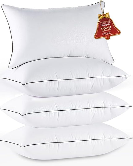 HUXMEYSON King Size Pillows Set of 4, Luxury Hotel Bed Pillows Set with Down Alternative Filling for Side and Back Sleepers