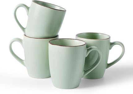 famiware Venus Coffee Mugs for 4, 12 oz Mug Set, Dringking Cup with Handle for Coffee, Tea, Cocoa, Milk, Light Green
