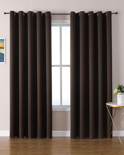 ChrisDowa Brownout Curtains 70 inches Wide for Bedroom - 2 Panels Set Extra Wide Grommet Thermal Insulated Room Darkening Curtains for Living Room (Brown, 70 x 84 Inch)