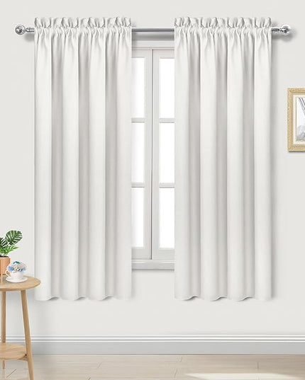 DWCN Blackout Curtains Thermal Insulated, Energy Saving & Noise Reducing Bedroom and Living Room Curtains, Ivory, W 42x L 72 Inch, Set of 2 Rod Pocket Curtain Panels
