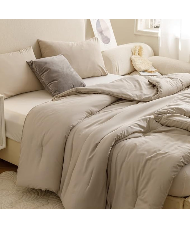ROSGONIA Oversized King Comforter Oatmeal, 3pcs(1 Boho Comforter & 2 Pillowcases), Lightweight Oversized King Size Comforter Sets All Season Bedding
