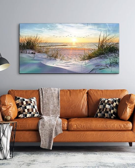 hyidecorart Canvas Wall Art For Living Room Large Size Decor Bedroom Blue Ocean Beach Landscape Paintings Poster Prints Artwork Office Decorations Seascape Pictures Modern Home Works