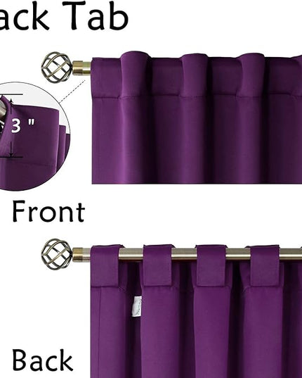 BGment Purple Curtains 54 Inches for Bedroom, Rod Pocket and Back Tab Blackout Curtains Thermal Room Darkening Curtains for Living Room, 2 Window Curtain Panels, 38 x 54 Inch