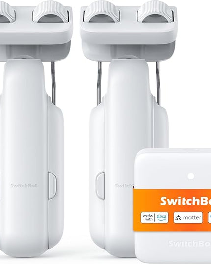 SwitchBot Smart Automatic Curtain Opener 2 Pack with Hub Mini - WiFi Remote Control with App/Timer, Performance Upgrade, Compatible with Alexa, Google Home, HomeKit