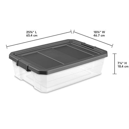 Sterilite 6-Pack Modular Stacker Box, Durable Clear Plastic Storage Bins with Latching Lids, 40 Quart - Stackable Organizing Container Boxes for Closet, Bathroom, and Office
