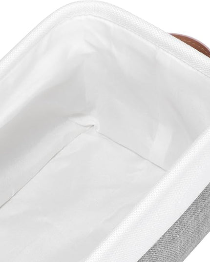 Kntiwiwo Small Fabric Storage Bins, 15x6x5 inch Narrow Storage Baskets 4-Pack Long Storage Basket for Organizing with Handles, Decorative Basket for Closets, Shelves, Toilet Paper, Grey
