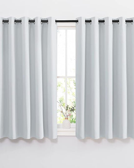 NICETOWN Greyish White Room Darkening Curtains - Window Treatment Thermal Insulated Grommet Room Darkening Curtains/Drapes for Bedroom (2 Panels, 66 by 54, Greyish White)