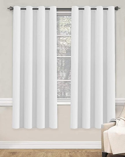 H.VERSAILTEX White Curtains 72 inches Long for Living Room Thermal Insulated Window Treatment Panels/Drapes - (White Color) - Set of 2 - Grommet Top