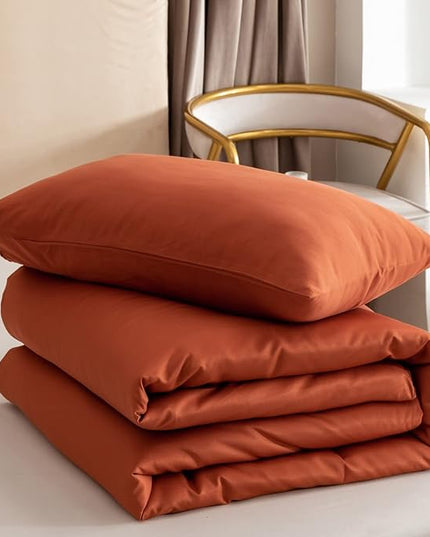 ROSGONIA Twin/Twin XL Comforter for College Girls Boys Teens Burnt Orange,1 Comforter & 1 Pillowcase, Soft Kids Comforter Sets All Season Dorm Bedding